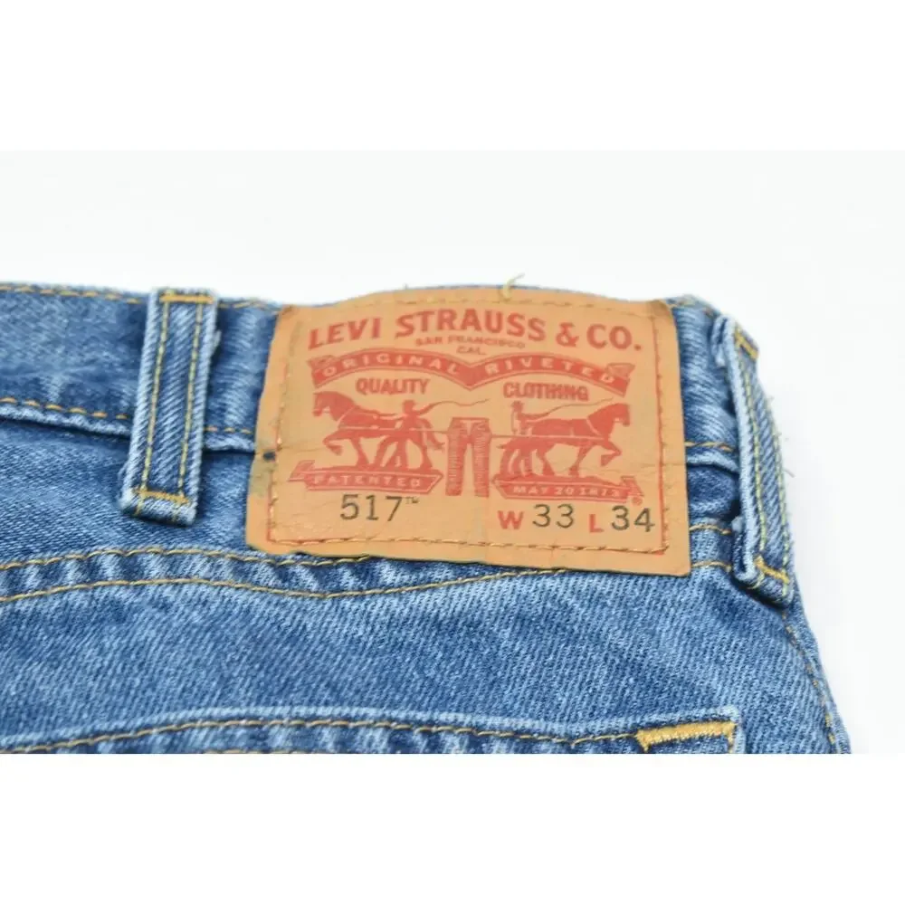 Levis 517 Boot Cut Jeans Mens 33x34 Blue Slim Fit High Rise Cotton Denim